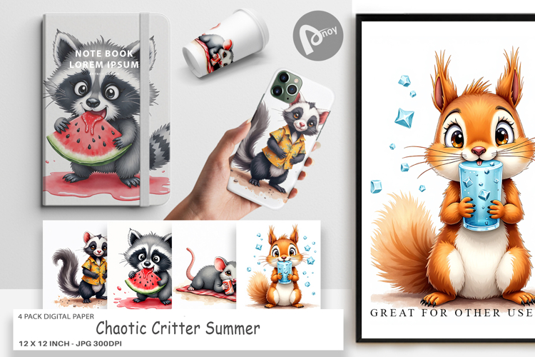 Chaotic Critter Summer Digital Paper