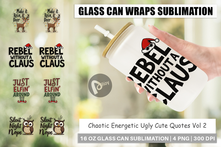 Chaotic Holiday Spirit Glass Can