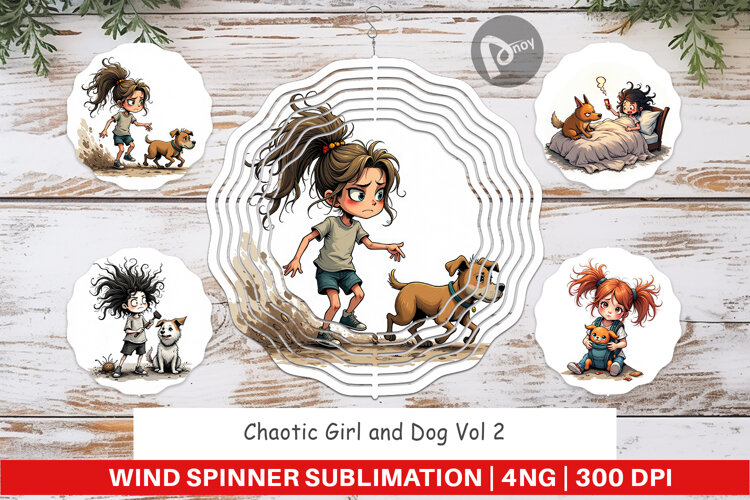 Wind Spinner Chaotic Girl Dog example image 1