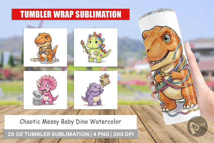 Chaotic Messy Baby Dino Tumbler