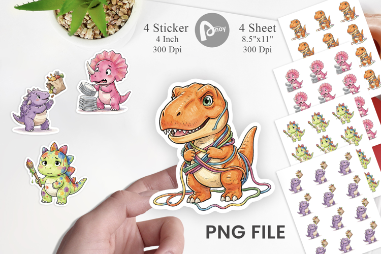 Chaotic Messy Baby Dino Sticker