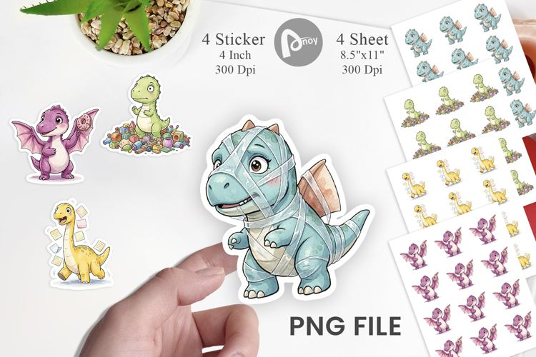 Chaotic Messy Baby Dino Sticker