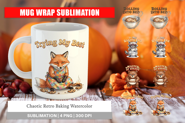 Chaotic Retro Baking Mug Wrap