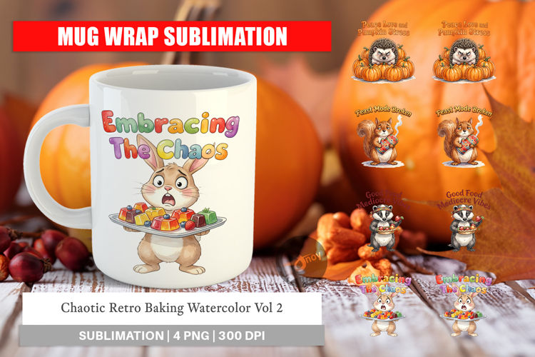 Chaotic Retro Baking Mug Wrap