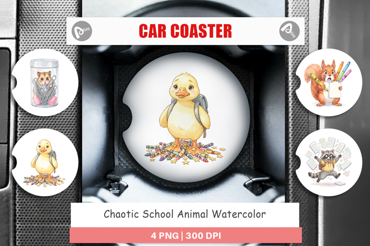 Chaotic School Animal Car Coaster
