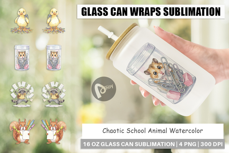 Chaotic School Animal Glass Can