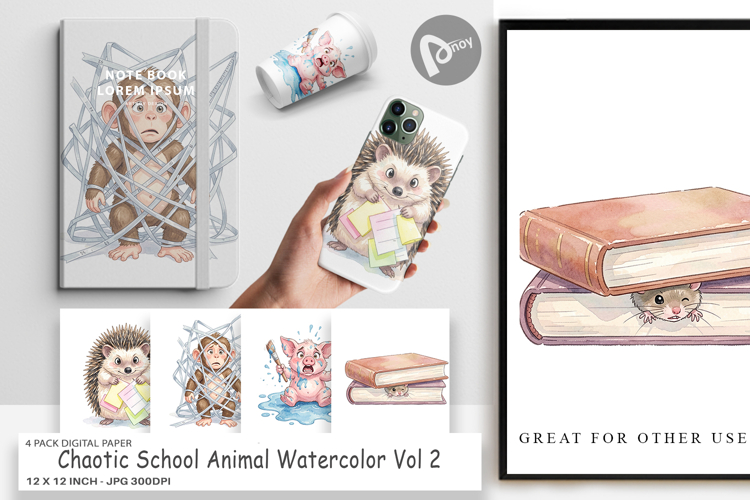 Chaotic School Animal Digital Paper