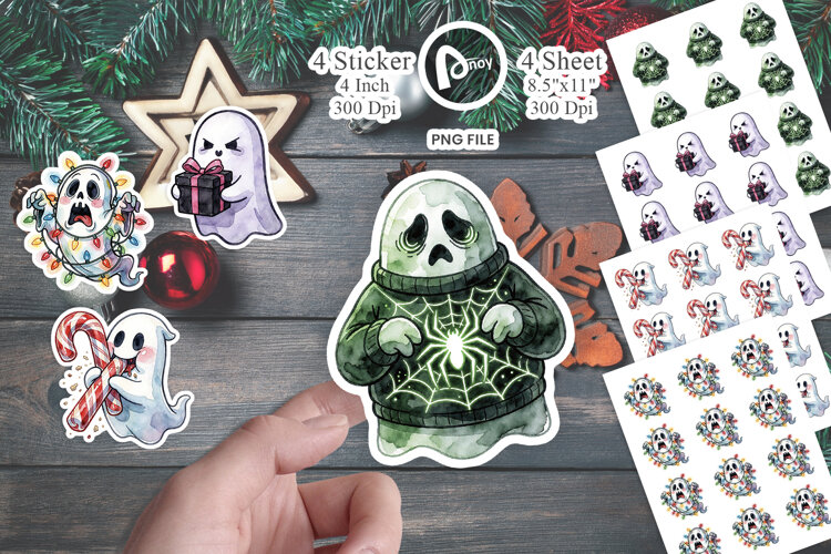 Vintage Holiday Ghosts Sticker example image 1