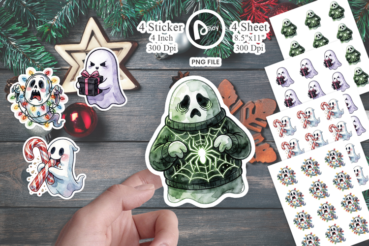 Vintage Holiday Ghosts Sticker