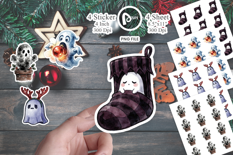 Vintage Holiday Ghosts Sticker