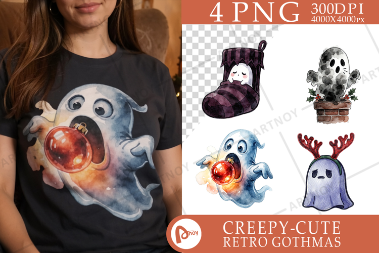 Vintage Holiday Ghosts Sublimation
