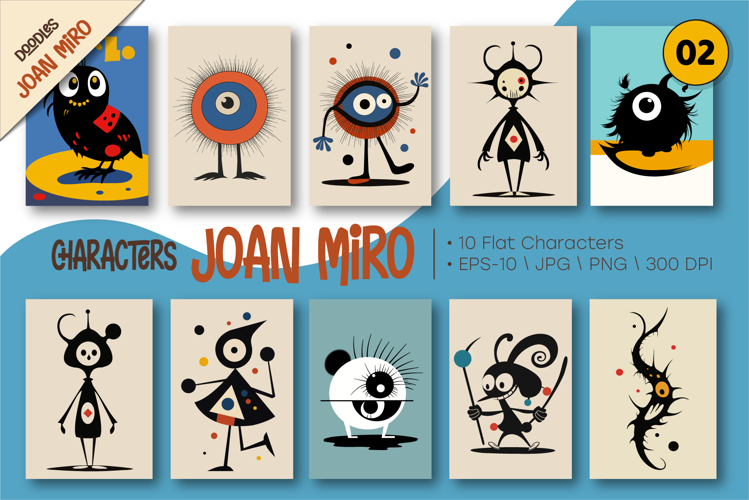 Characters in the style of Joan Miro 02.