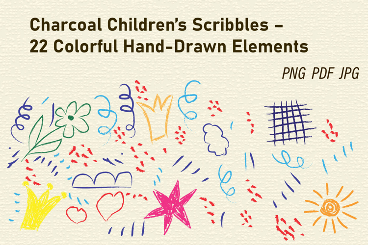 Charcoal Children’s Scribbles 22 Colorful Hand-Drawn Element