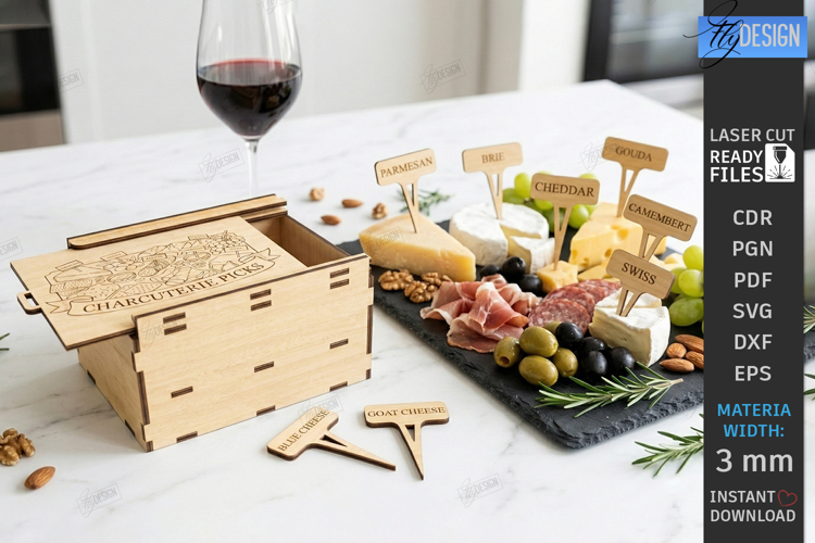 Cheese Markers with Storage Box Laser Cut Kit | Laser Files