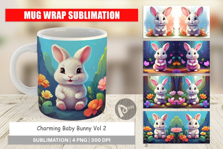 Mug Wrap Design Charming Baby Bunny