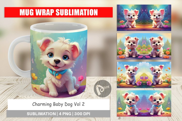 Mug Wrap Design Charming Baby Dog