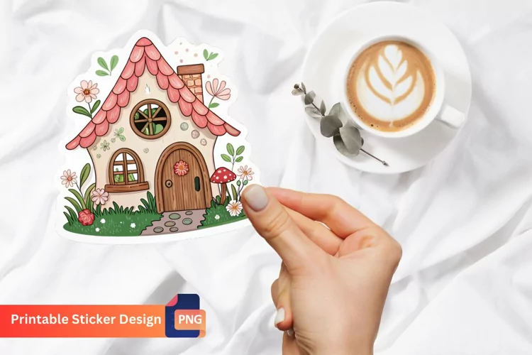 Charming Fairy House Sticker, Fairy Cottage Sticker