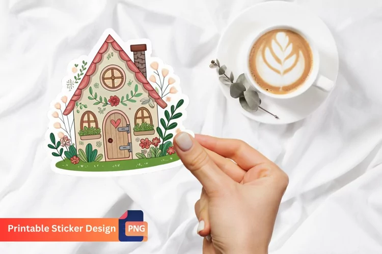 Charming Fairy House Sticker, Fairy Cottage Sticker
