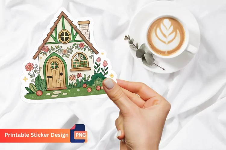 Charming Fairy House Sticker, Fairy Cottage Sticker