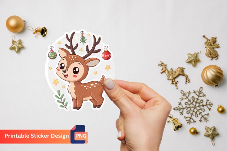 Christmas Deer Sticker , Winter Deer Sticker, Christmas Art