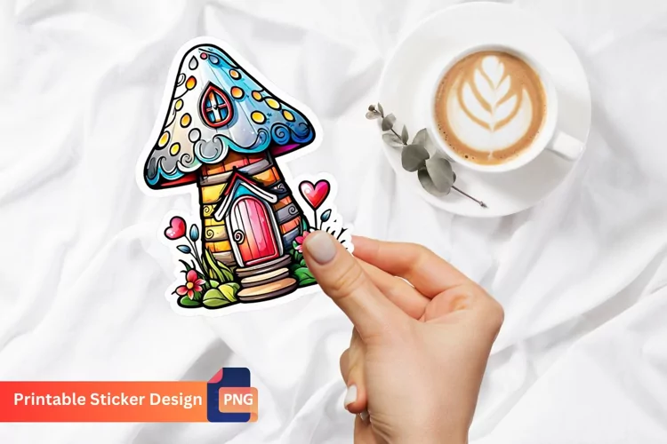 Charming Retro Watercolor Fairy House Sticker