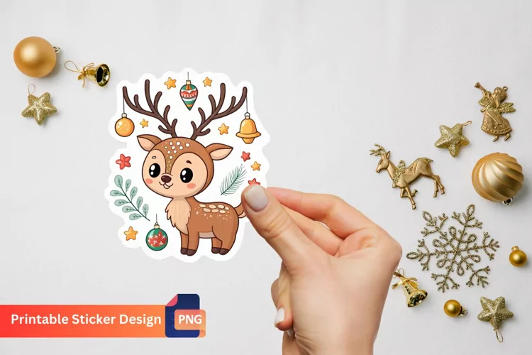 Christmas Deer Sticker , Winter Deer Sticker, Christmas Art