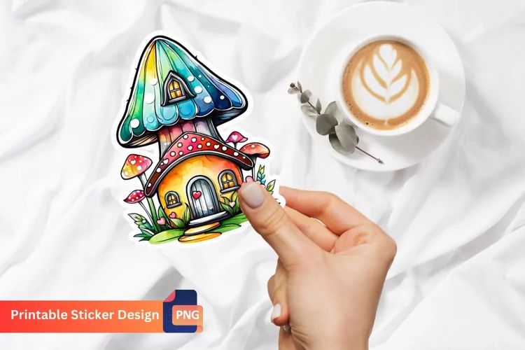 Charming Retro Watercolor Fairy House Sticker