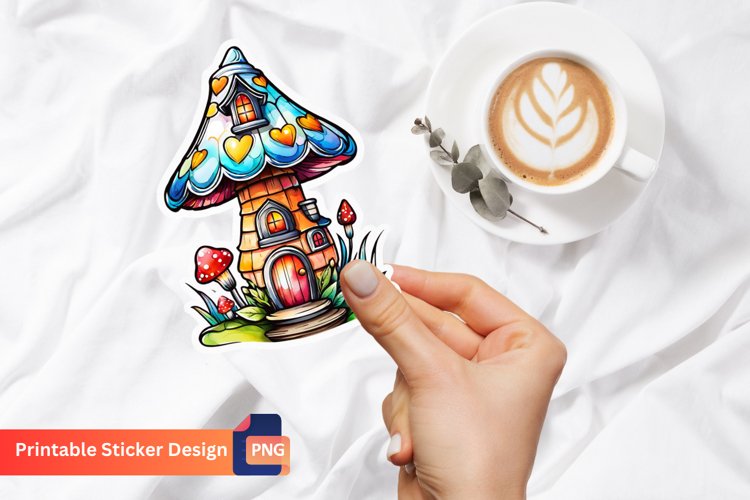 Charming Retro Watercolor Fairy House Sticker