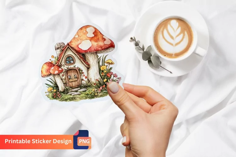 Charming Retro Watercolor Fairy House Sticker