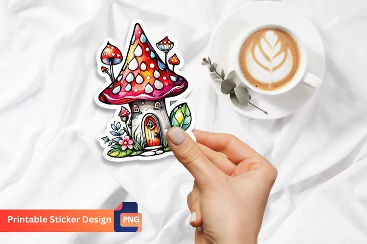Charming Retro Watercolor Fairy House Sticker