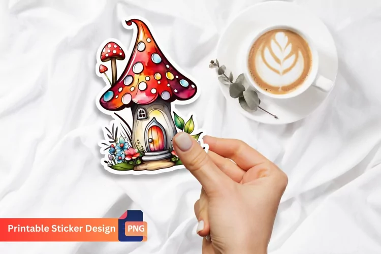 Charming Retro Watercolor Fairy House Sticker