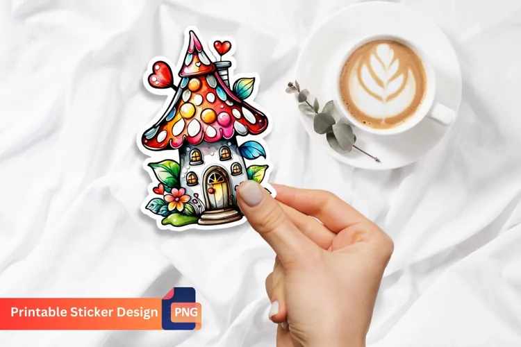 Charming Retro Watercolor Fairy House Sticker