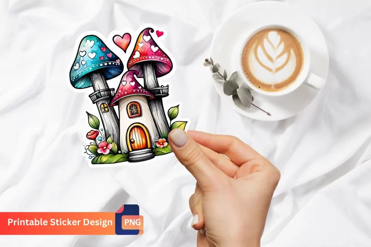 Charming Retro Watercolor Fairy House Sticker