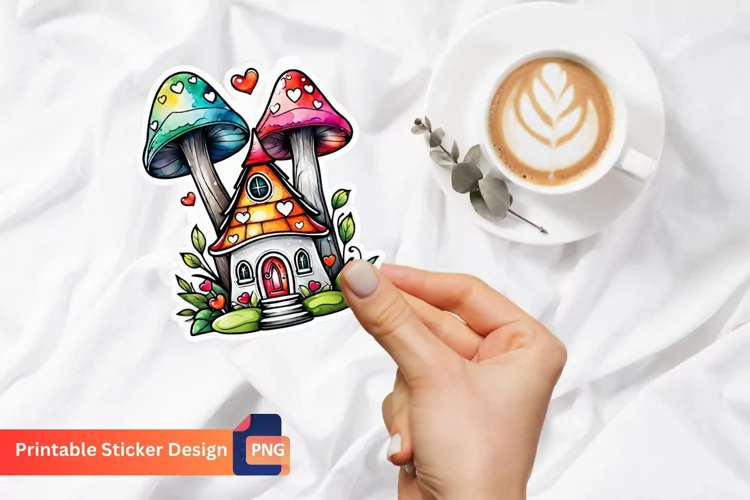 Charming Retro Watercolor Fairy House Sticker