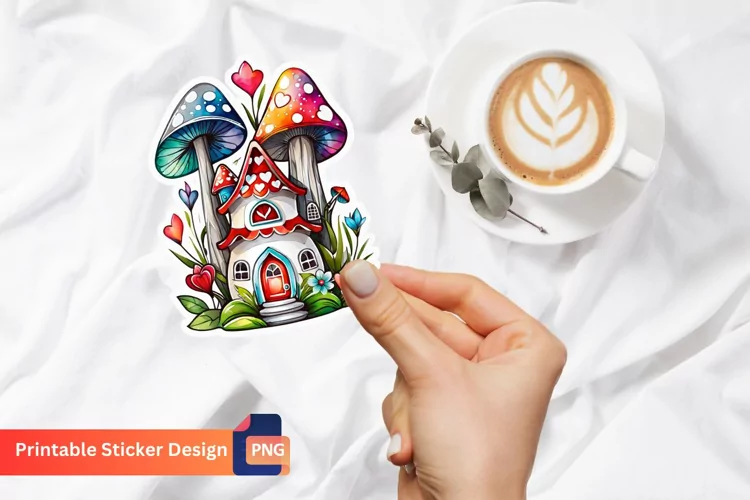 Charming Retro Watercolor Fairy House Sticker