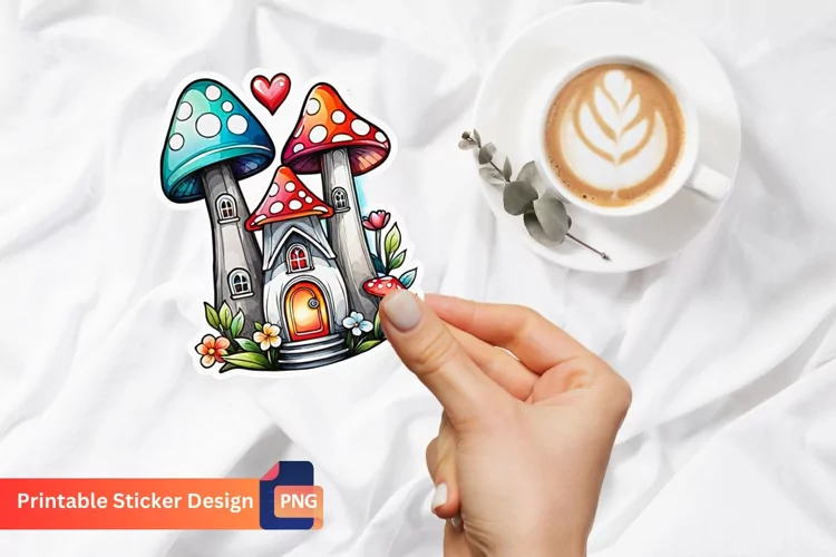 Charming Retro Watercolor Fairy House Sticker
