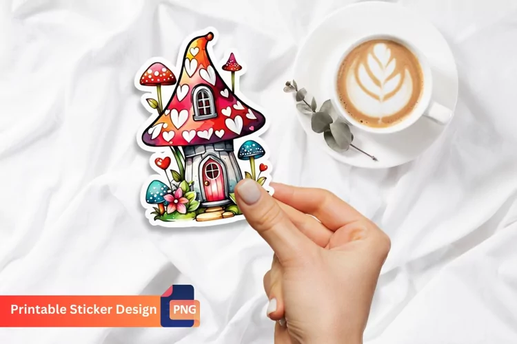 Charming Retro Watercolor Fairy House Sticker