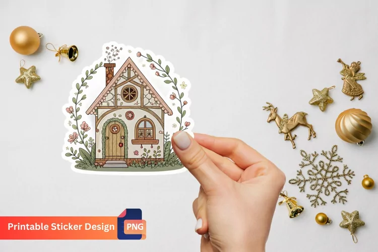 Charming Retro Fairy House Stickers, Magical Fairy House Art