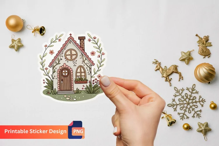 Charming Retro Fairy House Stickers, Magical Fairy House Art