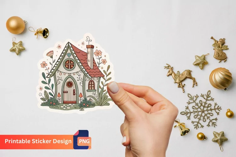 Charming Retro Fairy House Stickers, Magical Fairy House Art