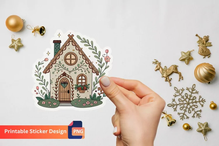 Charming Retro Fairy House Stickers, Magical Fairy House Art
