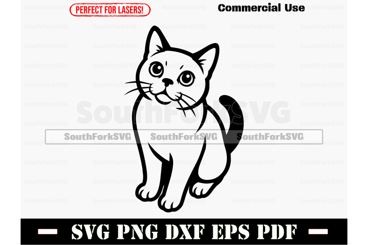 Chartreux Cat Begging SVG PNG DXF EPS PDF