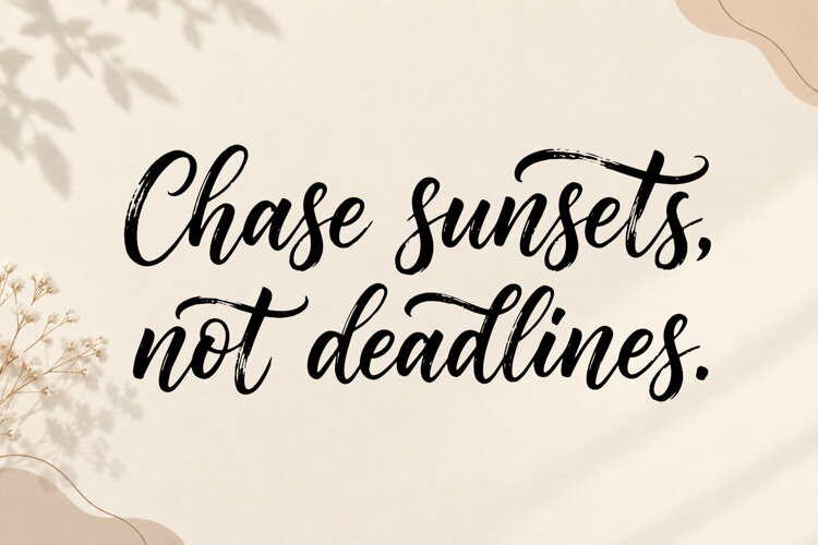 Chase Sunsets Not Deadlines Hand Lettered SVG Quote example image 1