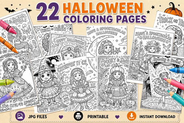 Halloween coloring pages bundle Classroom Halloween activity