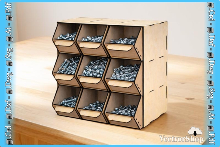 Laser Cutting Plans Modular Organizer for Screws and Parts