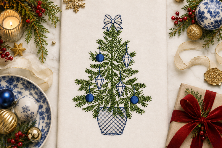 Christmas Tree, Winter Xmas Embroidery File