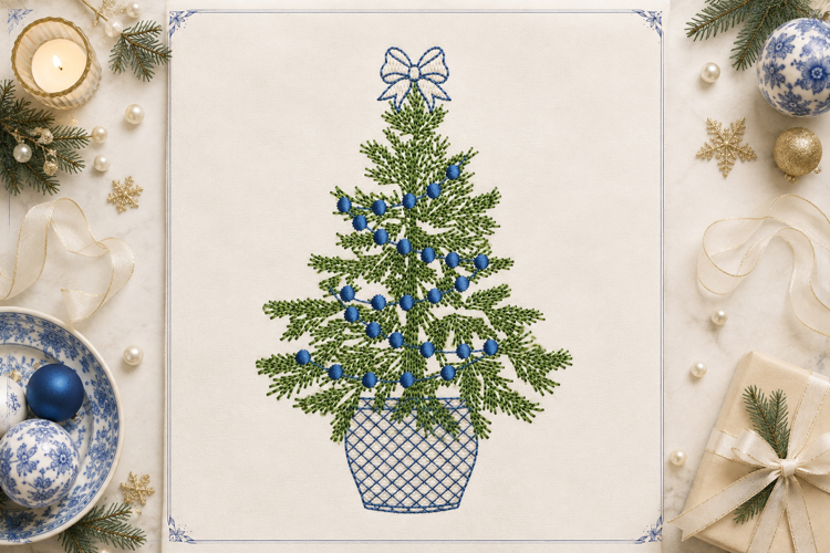 Christmas Tree, Winter Xmas Embroidery File