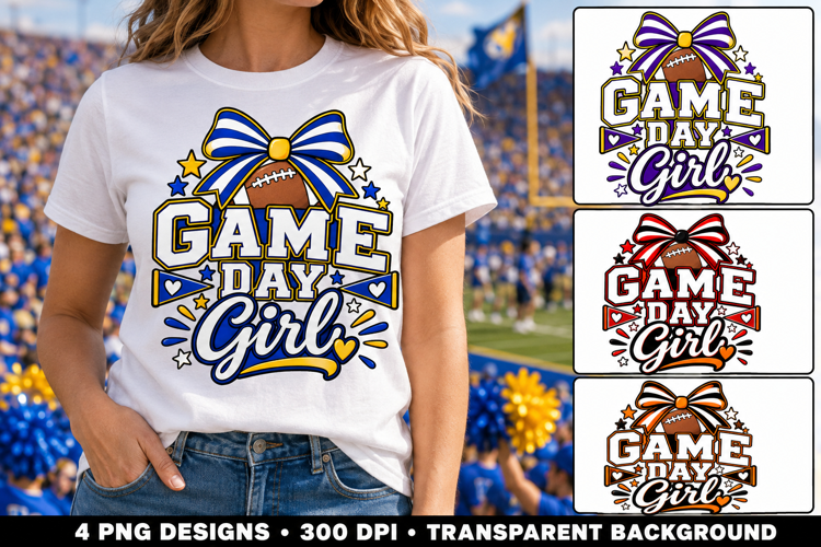 Game Day Girl Football PNG 4 Team Color Sublimation Designs