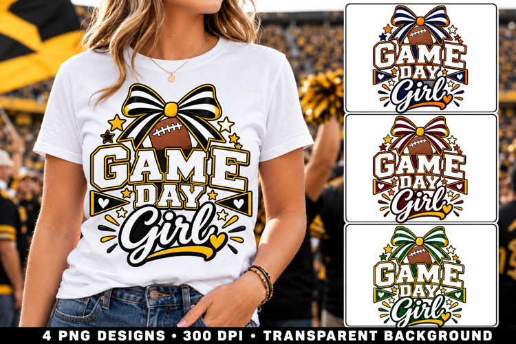 Game Day Girl Football PNG 4 Classic Team Color Sublimation