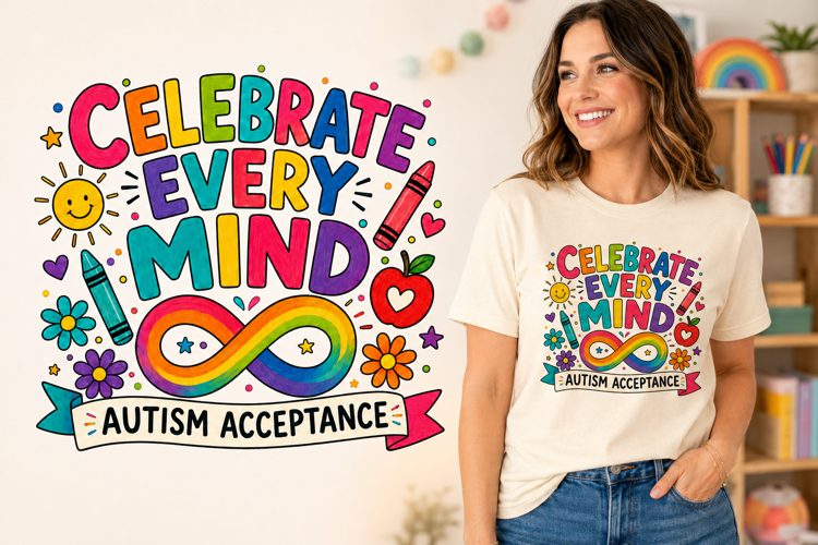 Celebrate Every Mind Autism Acceptance Floral Infinity PNG